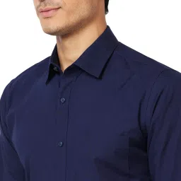 raymond Men Slim Fit Solid Pattern Pure Cotton Semi Cutaway Collar Formal Shirt image 5