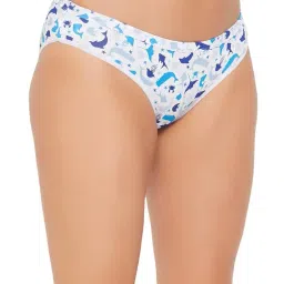 clovia Women's Cotton Low Waist Outer Elastic Bikini Panty - White image 2
