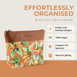 Hamelin Makeup Vanity Pouch-Coral Flutter | Grooming Organiser Kit for Men & Women | Shaving & Beauty Essential Pouch | Travel Friendly Makeup Bag| Toiletry Kit | Ideal Women's Gift image 4