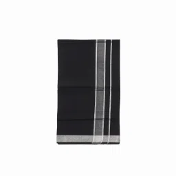 fiber looms Men's polycotton Dhoti - Black Silver Border - 2 Meter - Ready To Wear image 3
