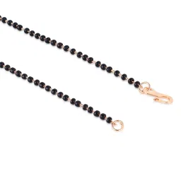 nilu's collection Rose Gold Plated American Diamond Mangalsutra with Black Beads for Women image 4