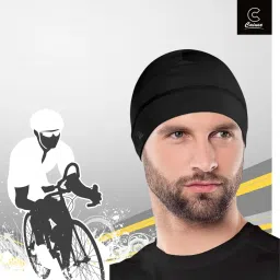 Caiuse Skull Caps Helmet Liner Cap for Men - Motorcycle, Cycling, Football Head Beanie & Hard Hat Liner - Sweat Wicking Cap Black image 1