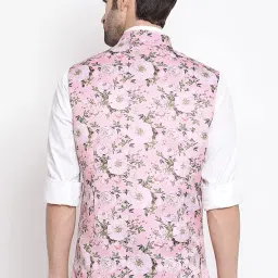 vastramay Mens Silk Blend Nehru Jacket - Timeless Style & Versatility | Digital Floral Printed Ethnic Sleeveless Coat for Formal & Casual Wear image 4