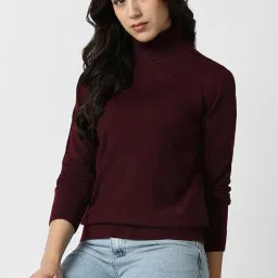 van heusen Women's Turtleneck Pullover Regular Fit Sweater| Full Sleeve Ribbed Hem Casual winterwear image 1