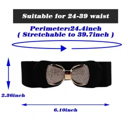 topprosper Women Belt Casual Belt For Dress Skirt Waist rhinestone Ladies Designer Waistband belt stretchable belt for women jeans (Free Size, Black) image 4