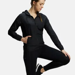 jockey MW50 Women's Microfiber Fabric Relaxed Fit Raglan Styled Water Resistant Hoodie Jacket with Stay Dry Treatment image 5