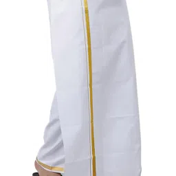 ramraj cotton RAMRAJ trending cotton half sleeve shirt with gold jari border dhoti for men image 3