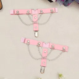 club bollywood VELURA 2x Thigh Garter Punk Elastic Garter Belt for Club Festival Outfits Pink|1 Sun Protection Nose Protector for Sunglasses|Garter Belts| Womens Clothing image 1