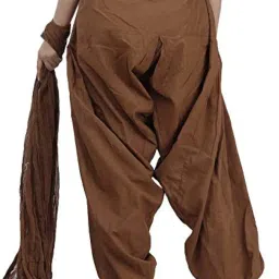 abrav Woman's Pure Cotton Patiala with Dupatta - Printed Salwar (Brown) image 1