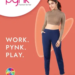 lux cozi PYNK Women's Solid Premium Cotton Lycra Kurtipant with Side Pocket | Elastic Waist Full Length Women Kurtipant | Free Size image 1
