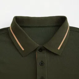 veirdo Pure Cotton Half Sleeves Regular Fit Plain Solid Classic Polo Colored Collar T-Shirt for Men (Colors: Olive, Maroon, Navy, Black, Green & Orange) image 3