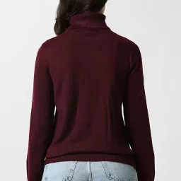 van heusen Women's Turtleneck Pullover Regular Fit Sweater| Full Sleeve Ribbed Hem Casual winterwear image 2