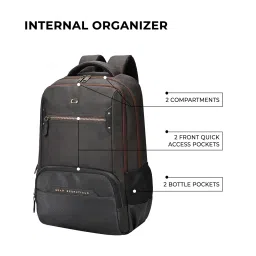 gear Quantum 3 18"/29L Antitheft Large Faux Leather Water Resistant Laptop backpack with Raincover/Laptop backpack/Casual Backpack/Daypack/Travel Backpack/College Bag For Men/Women(Brown-Black) image 2