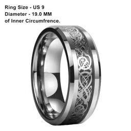 yellow chimes Rings for Men Dragon Celtic Inlay Polish Finish Silver Base Titanium Steel Ring for Men and Boys. image 1