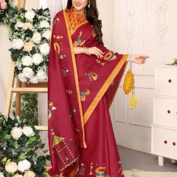 yashika Women's Woven Elegant Printed Art Silk Saree with Matching Blouse Material-Perfect for Festive Special Occasions, Exquisite Design and Vibrant Colors image 5