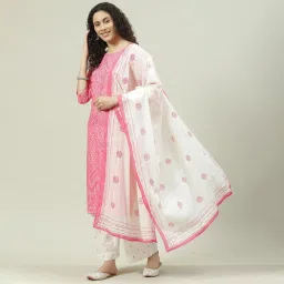 biba Women Printed Cotton Straight Kurta Palazzo Suit Set image 5