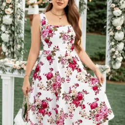 kateclo Women's & Girls Midi Solid Cami Casual Dress image 2