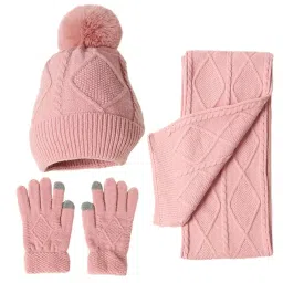 merishopp Winter Hat Scarf Gloves Adults Long Scarf for Running Outdoor Sports Holiday Pink|Clothing Shoes & Accessories|Womens Accessories|Hats image 2