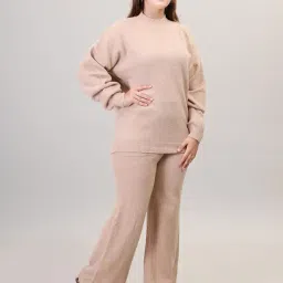 camey Women's Long Sleeve Round Neck woolen Co-Ord Set image 2