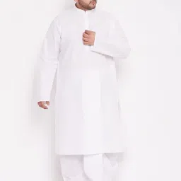 vastramay plus Men's Cotton Kurta || Plus Size Classic White Cotton Kurta || Elegant For Holi & EID Celebration image 4