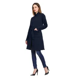 roarers Women Cotton Blend Filish Solid Mid Thigh Coat Overcoat For Winter image 2