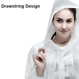 alexvyan White Transparent EVA Rain Ponchos for Women Girl Reusable, EVA Raincoats with Hood for Women Rain Ponchos for Camping, Hiking, Music Festival, Scooty Travel Outdoor Activities-Thickness image 5