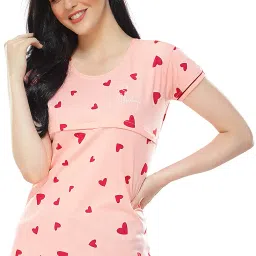 zeyo Women's Regular Fit Cotton Maternity Heart Printed Feeding Top 5345 image 3