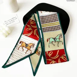 palay Silk Scarf for Women Stylish Neck Hair Scarf for Women, Floral Print Satin Scarf for Women, Fashion Silk Scarves for Suit, Blazers, Shirts, Neckerchief for Bag - 59''x5.2 image 3