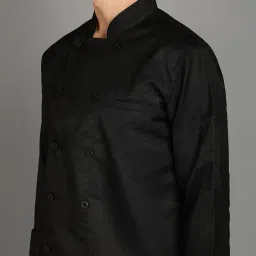de cuisine Men's Chef Coat, Black, Full Sleeves, Polycotton image 4