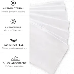 Double Layered Cotton Handkerchief For Women, Girls, Kids/Pure Cotton Face Towel, Solid Colour Hanky (White) (43x43 cm) image 4