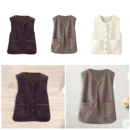 club bollywood The Style SutraWomens Fleece Vest Soft Comfortable Warm Sleeveless for Autumn Spring Coffee|Clothing Shoes & Accessories | Womens Clothing | Coats & Jackets image 3