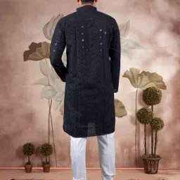 varbandhan Men's Straight Fit Long Kurta | Traditional Indian Kurta for Festive Wedding & Casual Wear image 3