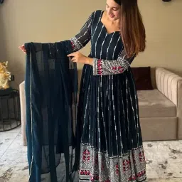 fashion basket Women's Georgette Anarkali Dress image 1