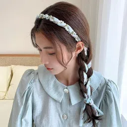 palay Ribbon Hair Band for Women Hair Braid Pearl Floral Prints Headbands for Women Girls Long Ribbon Fabric Bow Hairband for Girls Party Prom Head Band image 5