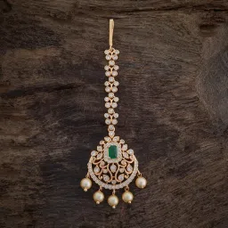 kushal's Green Gold Plated Ethnic Zircon Tikka - 415947 image 1