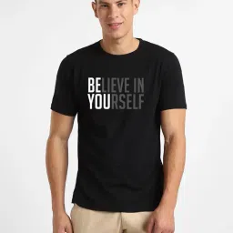 nobero Men's Cotton Regular Fit Letter Print T-Shirt image 1