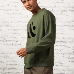 nobero Printed Oversized Sweatshirts for Men | Winter Sweatshirts Loose Fit Casual Pullover Sweatshirts Men Stylish | Soft Cotton Blend Long Sleeve Crewneck image 2