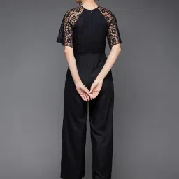 miss chase Women's Round Neck Flared Sleeve Floral Regular Jumpsuit with Pockets image 3