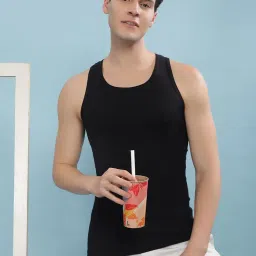 force nxt Super Combed Egyptian Cotton Men's Pack of 4 Black Vest image 5