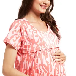 av2 Women Cotton Printed Maternity Nursing & Feeding Nighty -3148 image 3