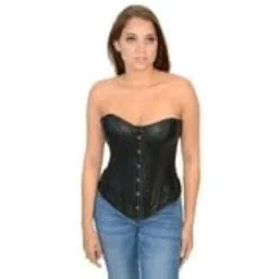 milwaukee leather Women's Fitted Corset with Button Front Closure (Black, X-Small) image 3