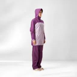 zeel Rain Coat for Women Waterproof with Adjustable Hood, Rainwear Suit with Polyester Jacket and Pants for Ladies, AZ11 Violet M image 3