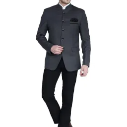 tahvo Grey Bandgala Blazer with Hanky image 5