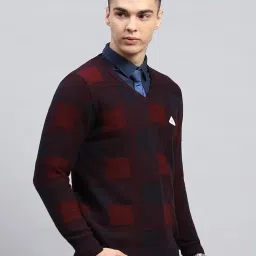 monte carlo Mens Checkered V Neck Full Sleeve Pullover (1243232VN) image 2