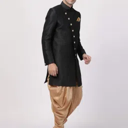 vastramay Men's Beige Silk Blend Sherwani Set image 2