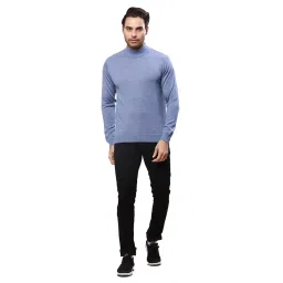 raymond Men's Contemporary Fit Acrylic Wool Blend Full Sleeve Turtle Neck Solid Pattern Light Violet Casual Sweater image 4
