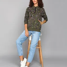 alan jones clothing Women's Printed Zipper Cotton Sweatshirt image 1