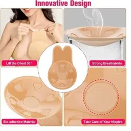 asoma Women's & Girls Padded Wire Free Regular Reusable Strapless Wire Free Stick-On Silicone Push Up Free image 1