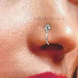 abhooshan 92.5 Sterling Silver Light Weighted Clip On Faux Nose Pin CZ Stones Nose Pin without Piercing for Girls and Women | With Certificate of Authenticity image 3