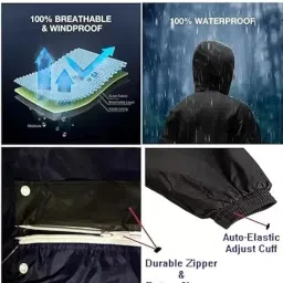 Military Style Camouflage Rainsuit, Waterproof Hooded Jacket and Trousers Set, Brown and Green, Regular Fit image 3